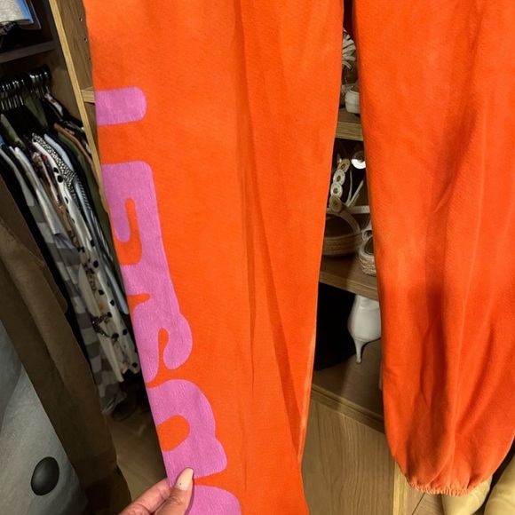 VTG CIRCA 99 Electric Orange Fluffy OG Lets Go Sweatpants ( Rare Sun Faded ) - Picture 8 of 8